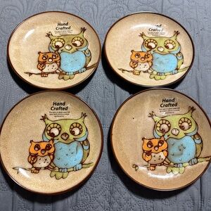 Pier 1 Owl Buddy Stoneware Label - White on Black (set of 4)